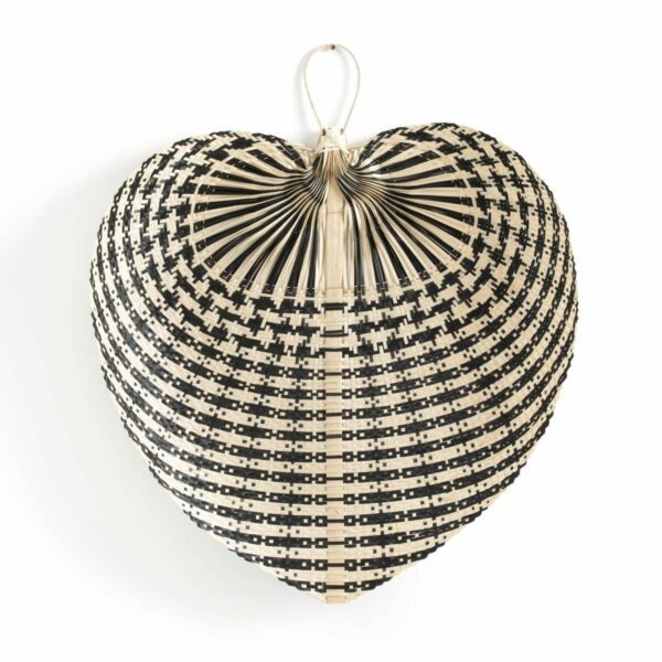 Eventail en bambou noir et beige (grand)