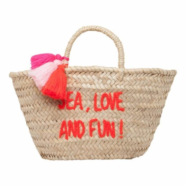Panier Pompons brodé Sea Love and Fun