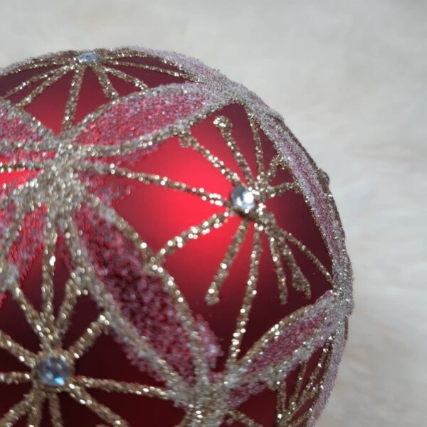Boule rouge en verre 10 cm – Image 2