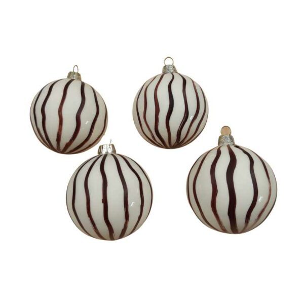 4 boules en verre Lignes marron