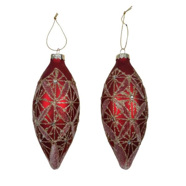 Set de 2 suspensions rouge et or 18 cm
