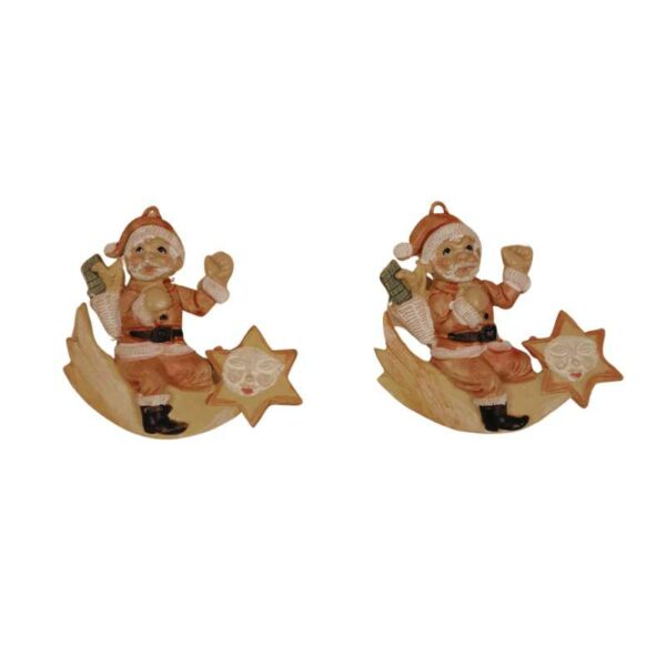 Set de 2 Pères Noël en résine