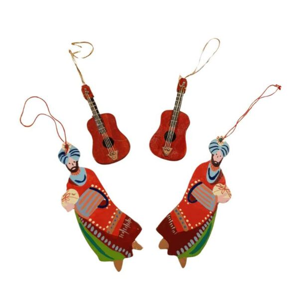 Set de 4 décorations en bois