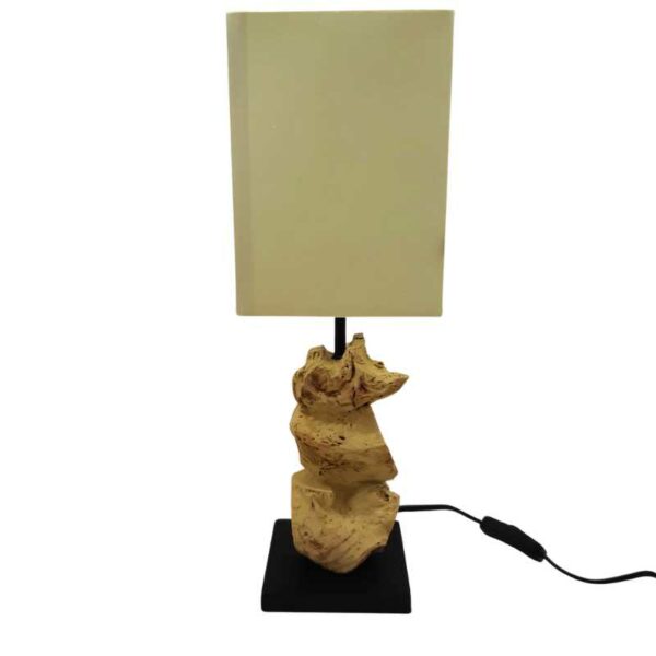 Lampe à poser en bois blanchi